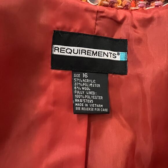 Women’s Requirements orange tweed blazer Size 16 - Picture 6 of 8